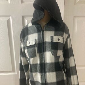 Boys black and white plaid zip up hoodie